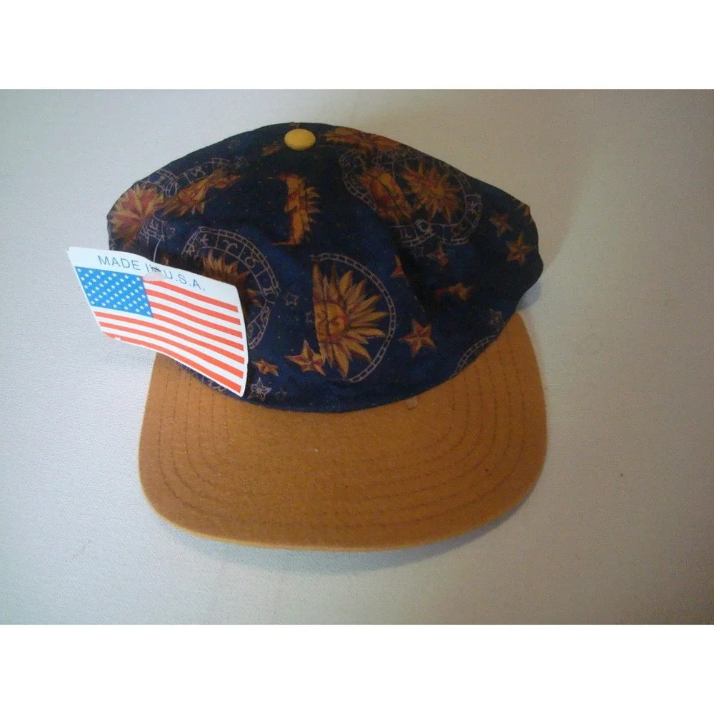 MOON STARS SPACE PHYSIC  USA MADE 90S BEACH HAT CAP VINTAGE DEADSTOCK R2